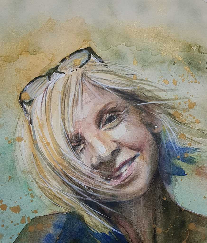 Portret akwarelowy kobiety, akwarela, portrety, Hanna Tundak,fanaberiaarts.pl